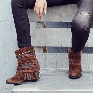 Naughty Monkey Brown Fringe Ankle Boots